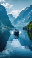 Scenic boat ride with mountains and crystal clear water