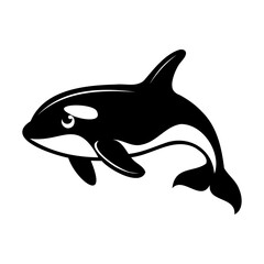 Black silhouette whale vector. Whale isolated on white background.