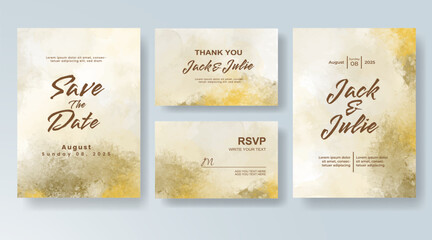 Naklejka premium Wedding invitation with abstract watercolor background