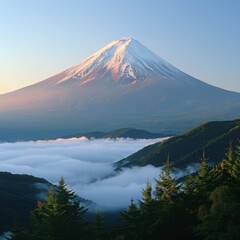 Fototapeta premium Mount Fuji, Japan - Iconic snow-capped volcano Asia