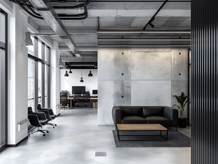 Interior of contempotary modern office. Minimalistic corporate design.