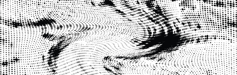 Wavy gradient halftone dots pattern texture background. Vector illustration
