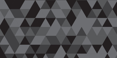 Fototapeta premium Abstract geometric black and gray background seamless mosaic and low polygon triangle texture wallpaper. Triangle shape retro wall grid pattern geometric ornament tile vector square element.
