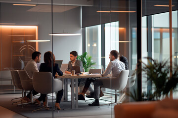 Businesspeople in business meeting in office