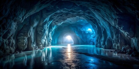Luminous darkness of an underground cave AI Generative, paradise found, darkness, underground, paradise