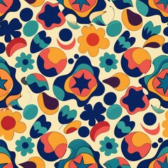 Fototapeta premium seamless pattern of abstract shapes and forms, Generative AI