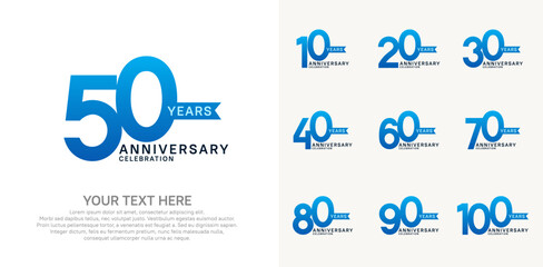 anniversary set, blue and black color with ribbon for celebration event