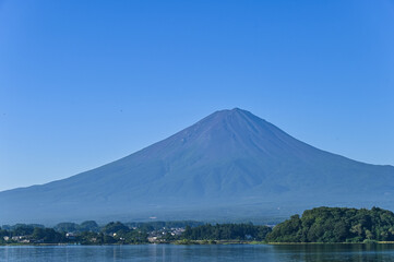 山梨県河口湖と富士山