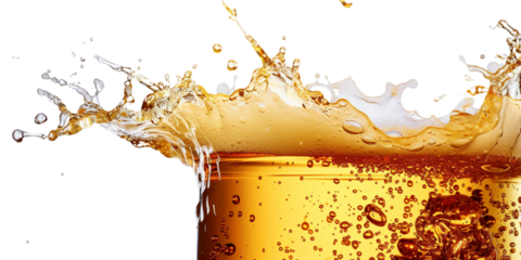 Oil or beer splash isolated on white background