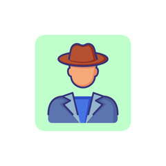 Detective line icon. Man wearing hat. Occupation concept. Can be used for topics like police staff, investigation, agency