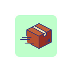 Fast parcel line icon. Box in motion, package, cargo. Logistics concept. Can be used for topics like order delivery, online shopping, customer service, courier