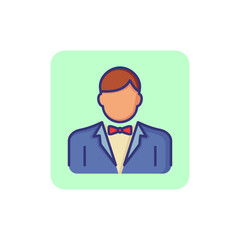 Entertainer line icon. Showman, host, actor, avatar. Occupation concept. Can be used for topics like show business, event company, comic show