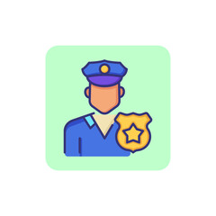 Police officer line icon. Policeman, cop, badge. Occupation concept. Can be used for topics like law enforcement, police staff, uniform, occupation