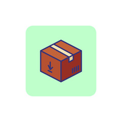 Parcel line icon. Box with bar code and arrow down. Logistics concept. Can be used for topics like order delivery, courier, postal service