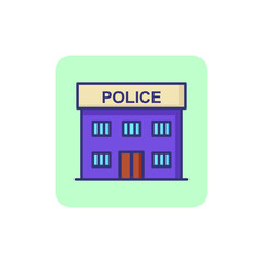 Police station line icon. Department, office, building. Justice concept. Can be used for topics like accident, crime, arrest, station house, safety