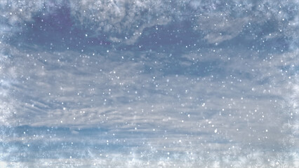 Obraz premium pretty falling snow on clouds on sky background - photo of nature