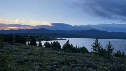 sunset over the lake