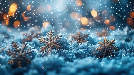 Fototapeta premium Crystallic Snowflake Christmas Banner