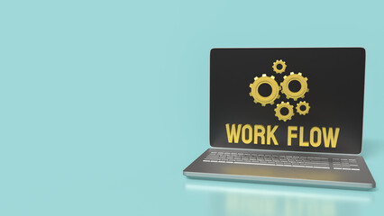 The Gear and work flow text for Business concept 3d rendering.