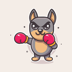 cute doberman dog animal character mascot playing boxing sport isolated cartoon