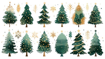 Obraz premium Festive Green Christmas Tree Icon Illustration for X-Mas Logo and Symbol with Isolated Variations