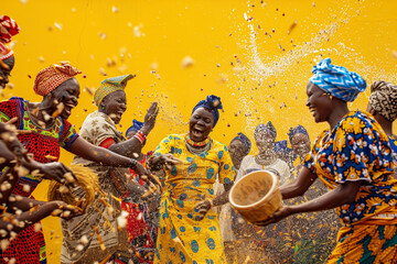 A group of Ghanaians celebrating Homowo Festival