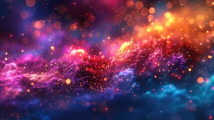 Abstract digital particle swarm in vibrant colors