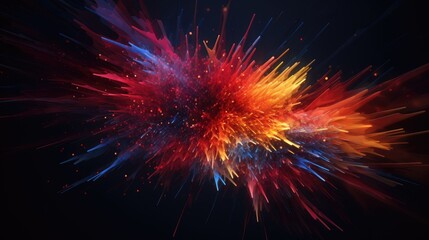 Abstract digital particle swarm in vibrant colors