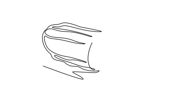 Self drawing animation of single line draw of half sliced healthy organic sponge gourd for logo identity. Fresh Vietnamese luffa concept for vegetables icon. Continuous line draw. Full length animated