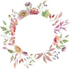 Floral watercolor frame. Hand drawn illustration isolated on white background. Vector EPS.