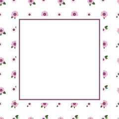 Cute kawaii floral frame border template poster background