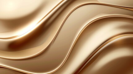 Fototapeta premium A soft, elegant, and abstract background with a smooth, wavy, metallic gold texture. Perfect for luxurious, elegant, and minimalist designs.