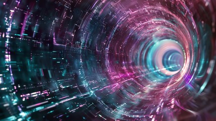 Abstract tunnel background with connectivity, showcasing data adaptation and cognitive intelligence