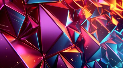 An abstract image of geometric shapes in red, blue, and orange.