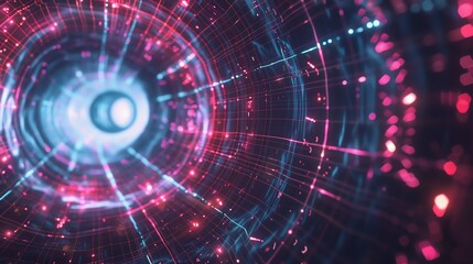 Fototapeta premium Abstract tunnel background with connectivity, showcasing data adaptation and cognitive intelligence