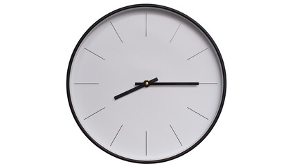 Minimalist White face and Black frame Wall Clock on White background - Perfect for Time Management and Scheduling Concepts - 20.15, 8.15