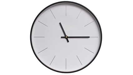 Minimalist White face and Black frame Wall Clock on White background - Perfect for Time Management and Scheduling Concepts - 11.15, 23.15