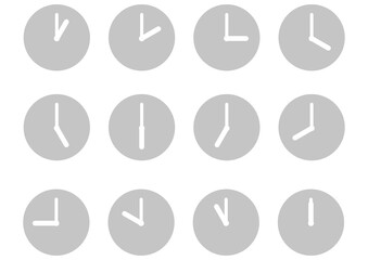 シンプルなグレーの時計アイコンセット