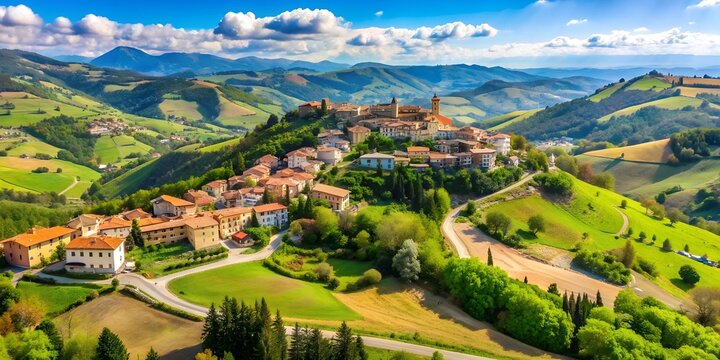Panorama on the Cerreto pass Tuscan Emilian Apennines Italy AI Generative