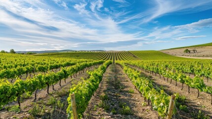 Vineyard Landscape with Blue Sky