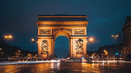 Fototapeta premium Stunning Night Scene of the Arc de Triomphe, Paris, France