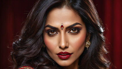 Fototapeta premium Closeup of very attractive and glamorous Indian woman