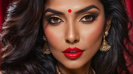 Fototapeta premium Closeup of very attractive and glamorous Indian woman