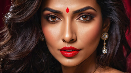 Fototapeta premium Closeup of very attractive and glamorous Indian woman