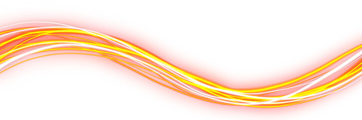 yellow Light Trails on transparent background	