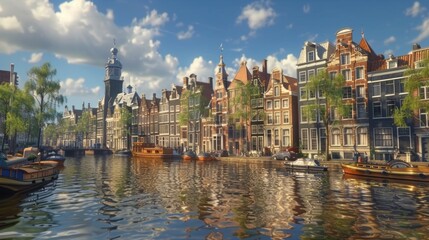 Obraz premium Amsterdam Canals, Netherlands - Charming canals and historic buildings