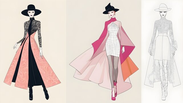 Graphic design with motifs of avant-garde fashion and experimental clothing design
