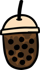 Hand drawn doodle vector illustration of Boba Drink | Culinary food and beverages poster menu book template Icon.	