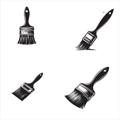 silhouette of clean vector on paint brush isolated on white background 