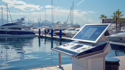 Fototapeta premium Seaside Serenity Luxury Yacht Marina with CuttingEdge Booking Technology